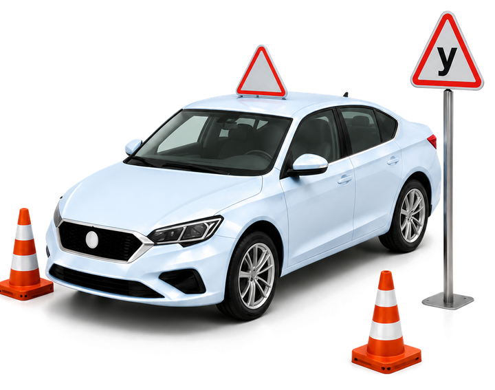 Учебный автомобиль и дорожные конусы
